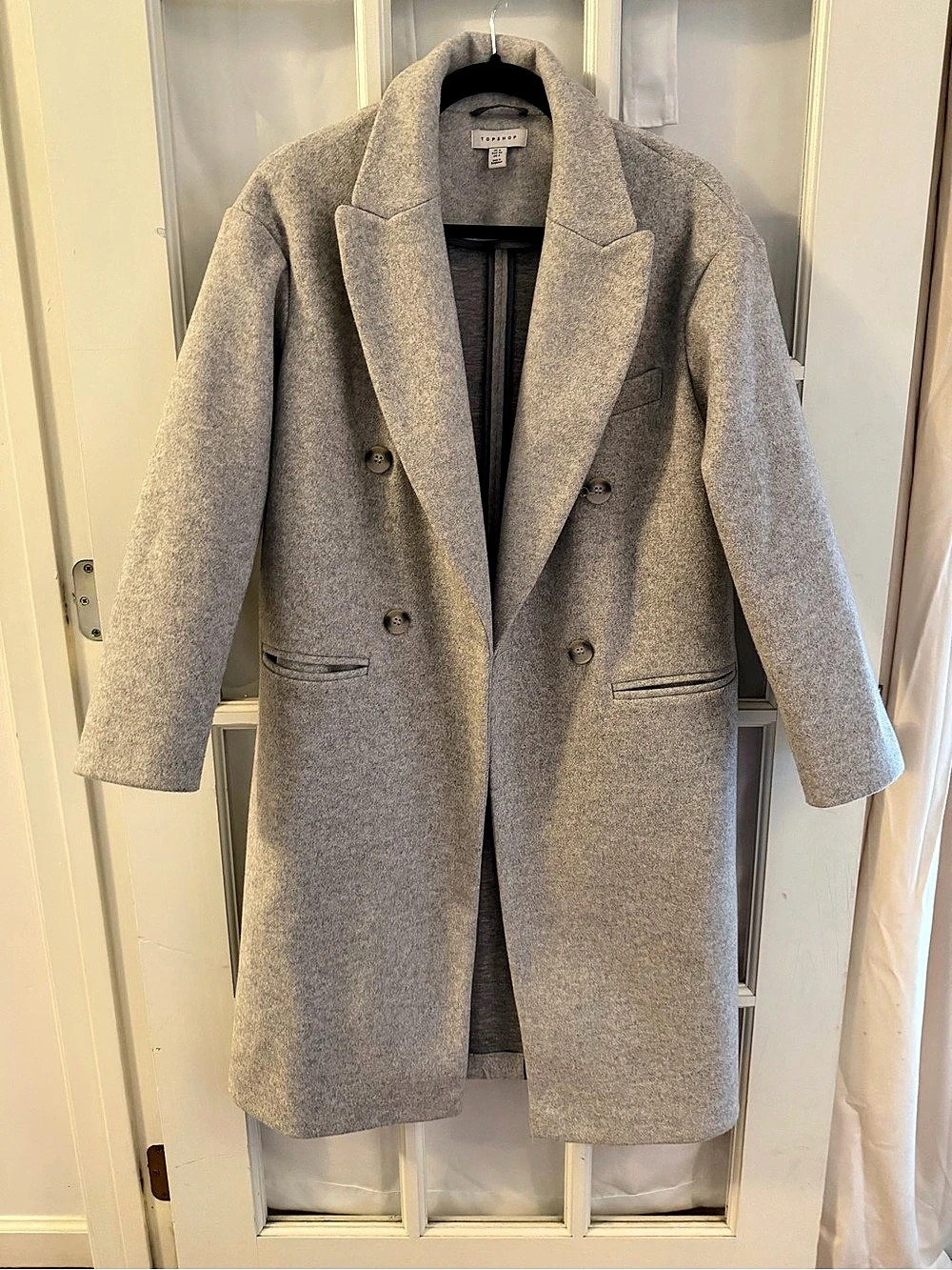 Topshop Double-Breasted Coat in Gray Size 2 Like New